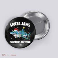 Santa Jaws Shark Christmas Lights Merry Sharkmas Xmas Boys TShirt Button thumb 0
