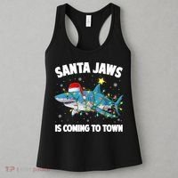 Santa Jaws Shark Christmas Lights Merry Sharkmas Xmas Boys TShirt Women's Tank Top thumb 3