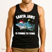 Santa Jaws Shark Christmas Lights Merry Sharkmas Xmas Boys TShirt Tank Top thumb 3