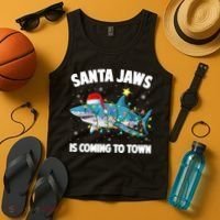 Santa Jaws Shark Christmas Lights Merry Sharkmas Xmas Boys TShirt Tank Top thumb 4