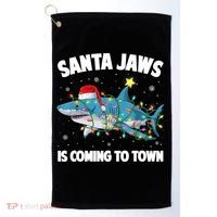 Santa Jaws Shark Christmas Lights Merry Sharkmas Xmas Boys TShirt Golf Towel thumb 0