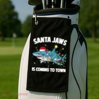 Santa Jaws Shark Christmas Lights Merry Sharkmas Xmas Boys TShirt Golf Towel thumb 2