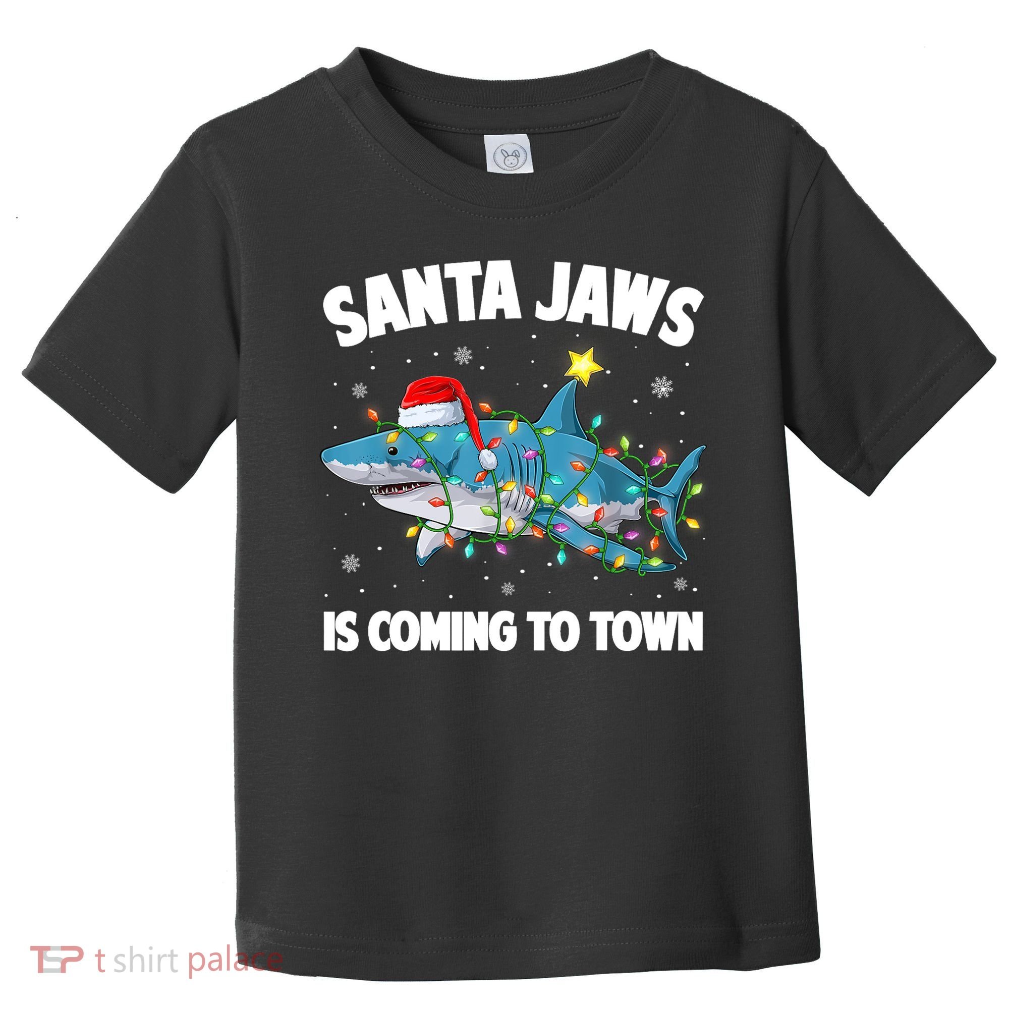 Santa Jaws Shark Christmas Lights Merry Sharkmas Xmas Boys TShirt Toddler T-Shirt