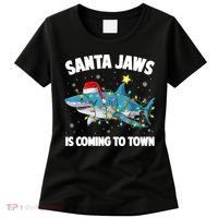 Santa Jaws Shark Christmas Lights Merry Sharkmas Xmas Boys TShirt Women's T-Shirt thumb 0