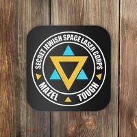 Secret Jewish Space Laser Corps Mazel Tov Funny Prank Coaster thumb 0