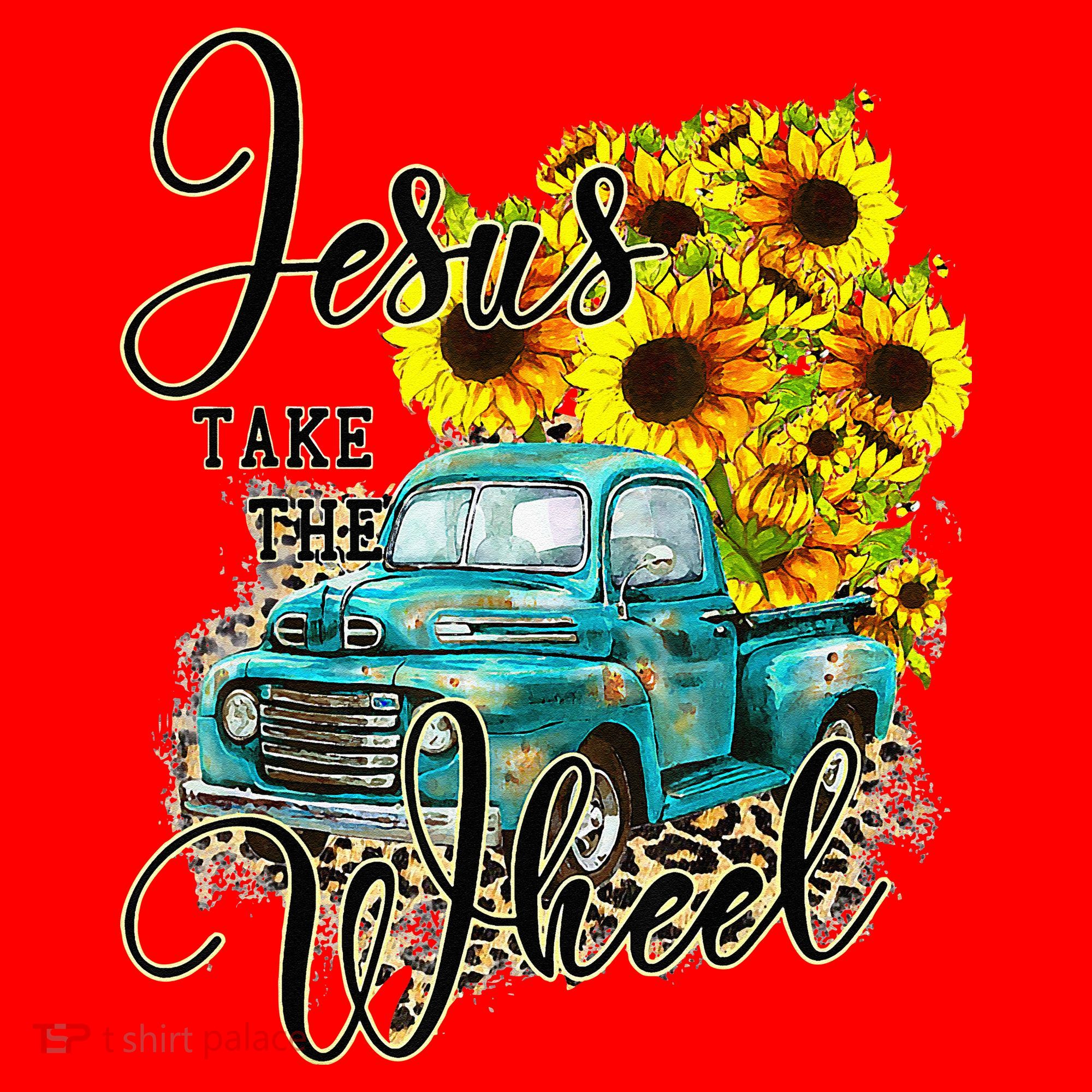 Sunflower Jesus Take The Wheel Christian Gift Leopard Print Santa Hat