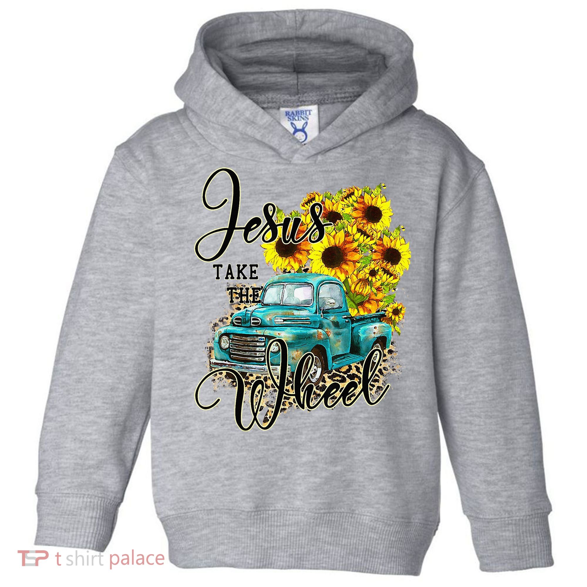 Sunflower Jesus Take The Wheel Christian Gift Leopard Print Toddler Hoodie