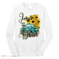 Sunflower Jesus Take The Wheel Christian Gift Leopard Print Long Sleeve Shirt thumb 0