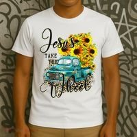 Sunflower Jesus Take The Wheel Christian Gift Leopard Print T-Shirt thumb 3