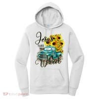 Sunflower Jesus Take The Wheel Christian Gift Leopard Print Women's Hoodie thumb 0