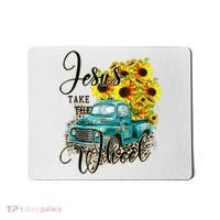 Sunflower Jesus Take The Wheel Christian Gift Leopard Print Mousepad thumb 0