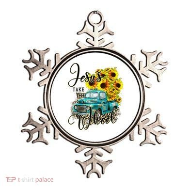 Sunflower Jesus Take The Wheel Christian Gift Leopard Print Ornament