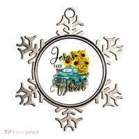 Sunflower Jesus Take The Wheel Christian Gift Leopard Print Ornament thumb 0