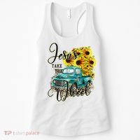 Sunflower Jesus Take The Wheel Christian Gift Leopard Print Women's Tank Top thumb 0