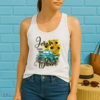 Sunflower Jesus Take The Wheel Christian Gift Leopard Print Women's Tank Top thumb 2
