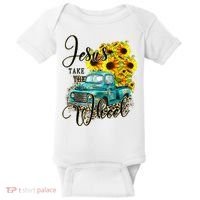 Sunflower Jesus Take The Wheel Christian Gift Leopard Print Baby Bodysuit thumb 0