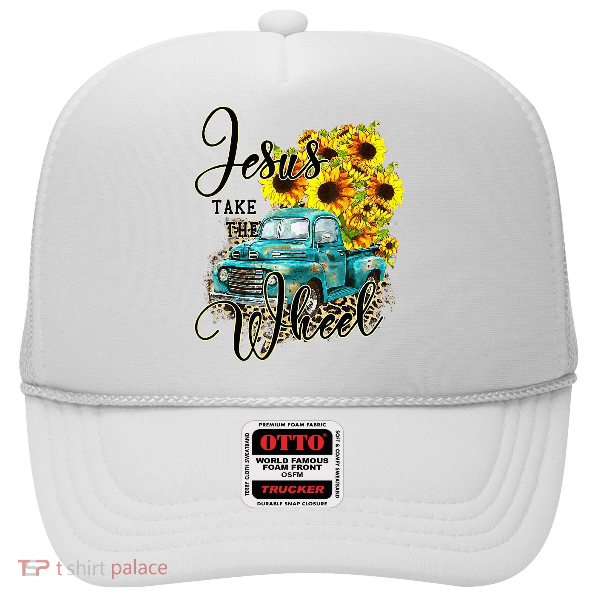 Sunflower Jesus Take The Wheel Christian Gift Leopard Print Hat
