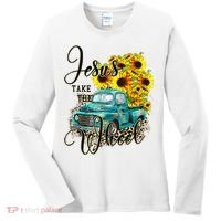 Sunflower Jesus Take The Wheel Christian Gift Leopard Print Women's Long Sleeve Shirt thumb 0