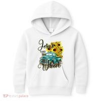 Sunflower Jesus Take The Wheel Christian Gift Leopard Print Kids Hoodie thumb 0
