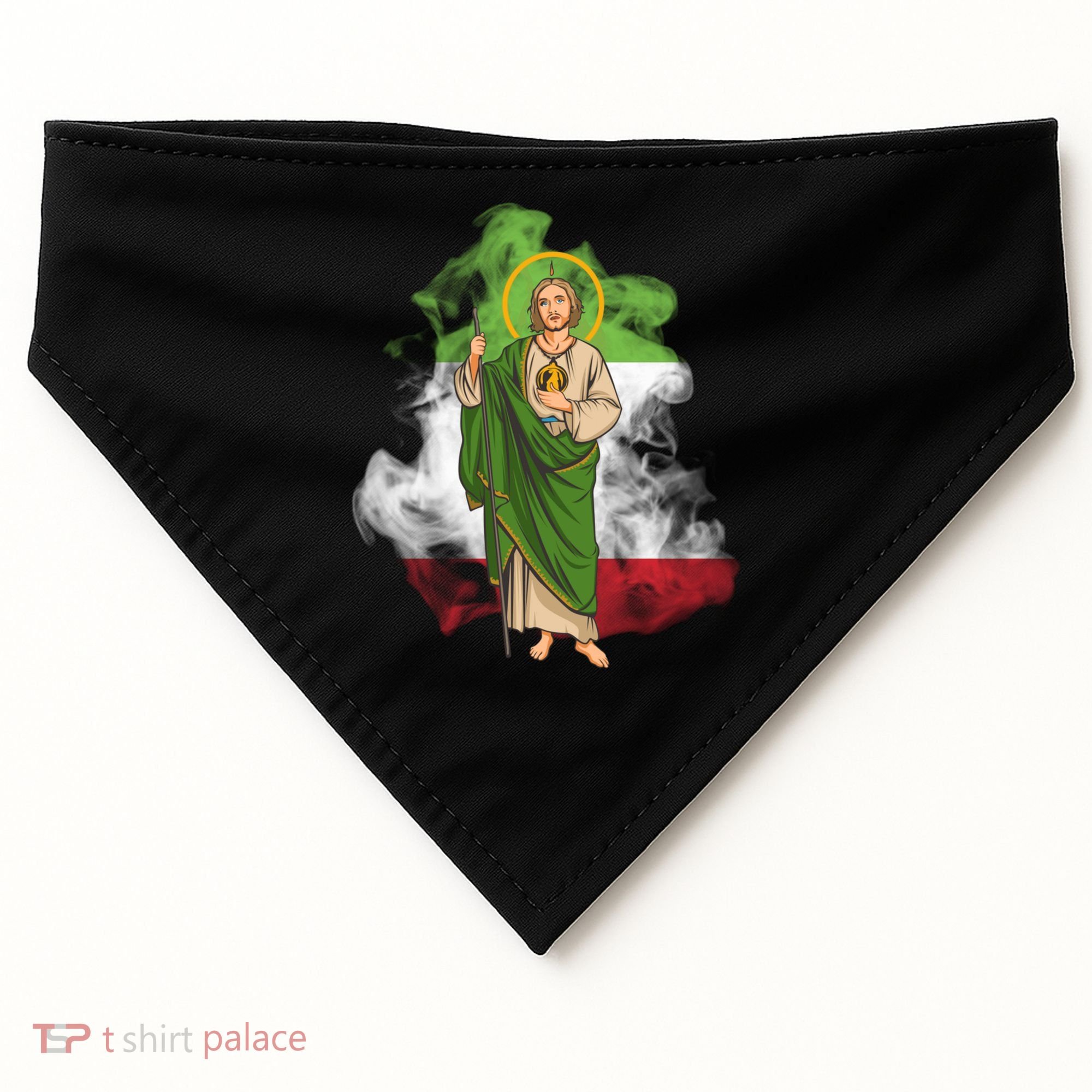 San Judas Tadeo con Bandera de México USA-Made Doggie Bandana