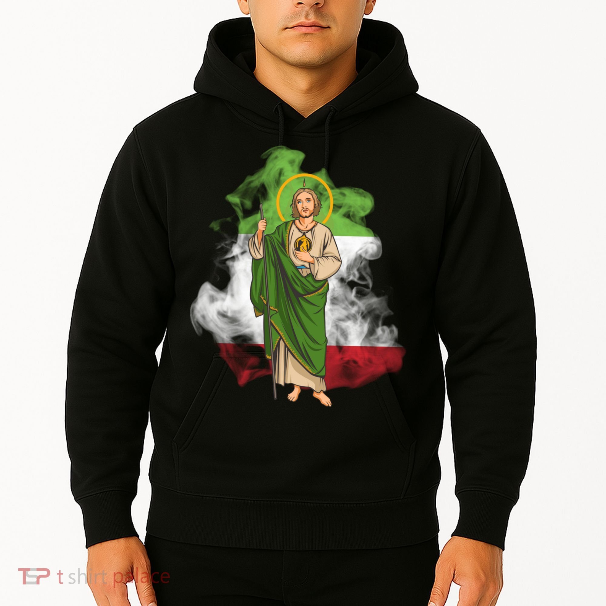 San Judas Tadeo con Bandera de México Hoodie