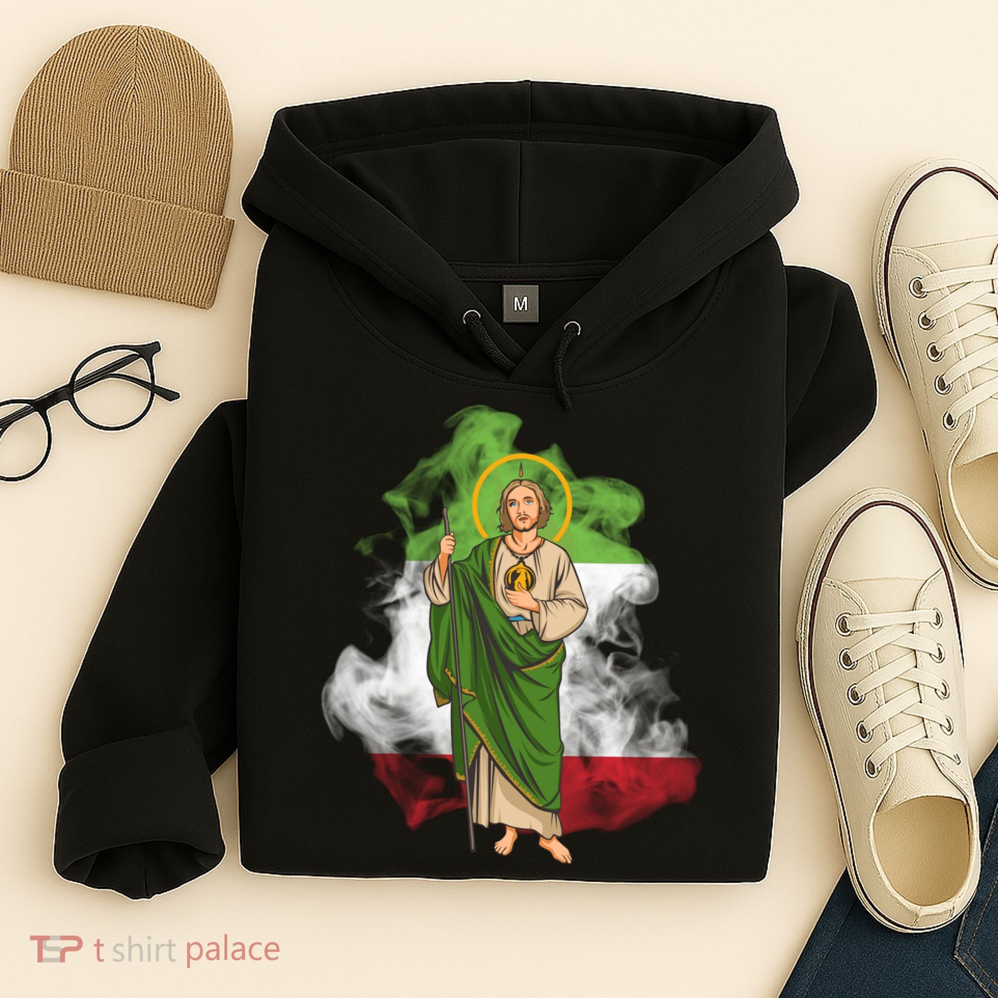 San Judas Tadeo con Bandera de México Hoodie