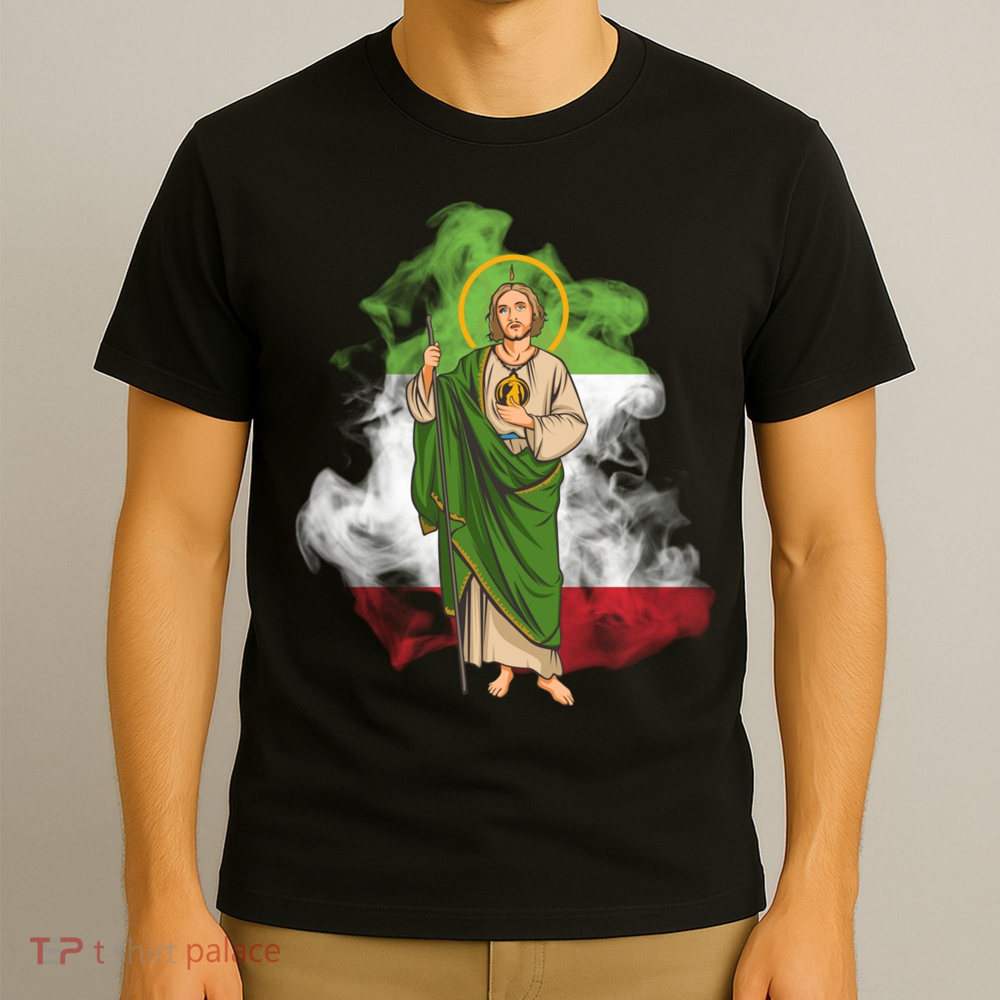 San Judas Tadeo con Bandera de México T-Shirt