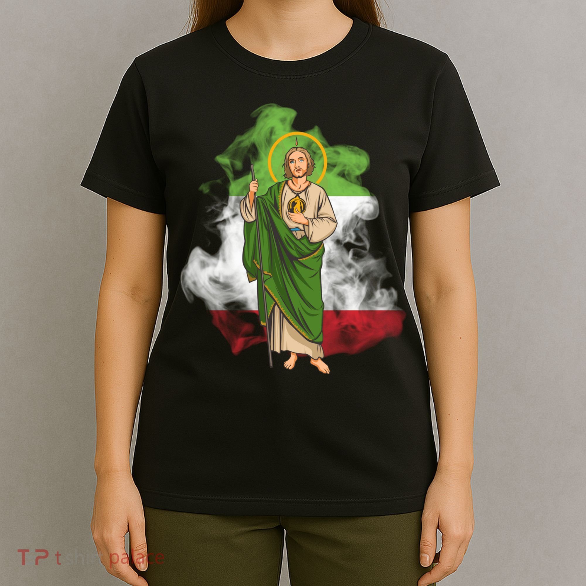 San Judas Tadeo con Bandera de México T-Shirt