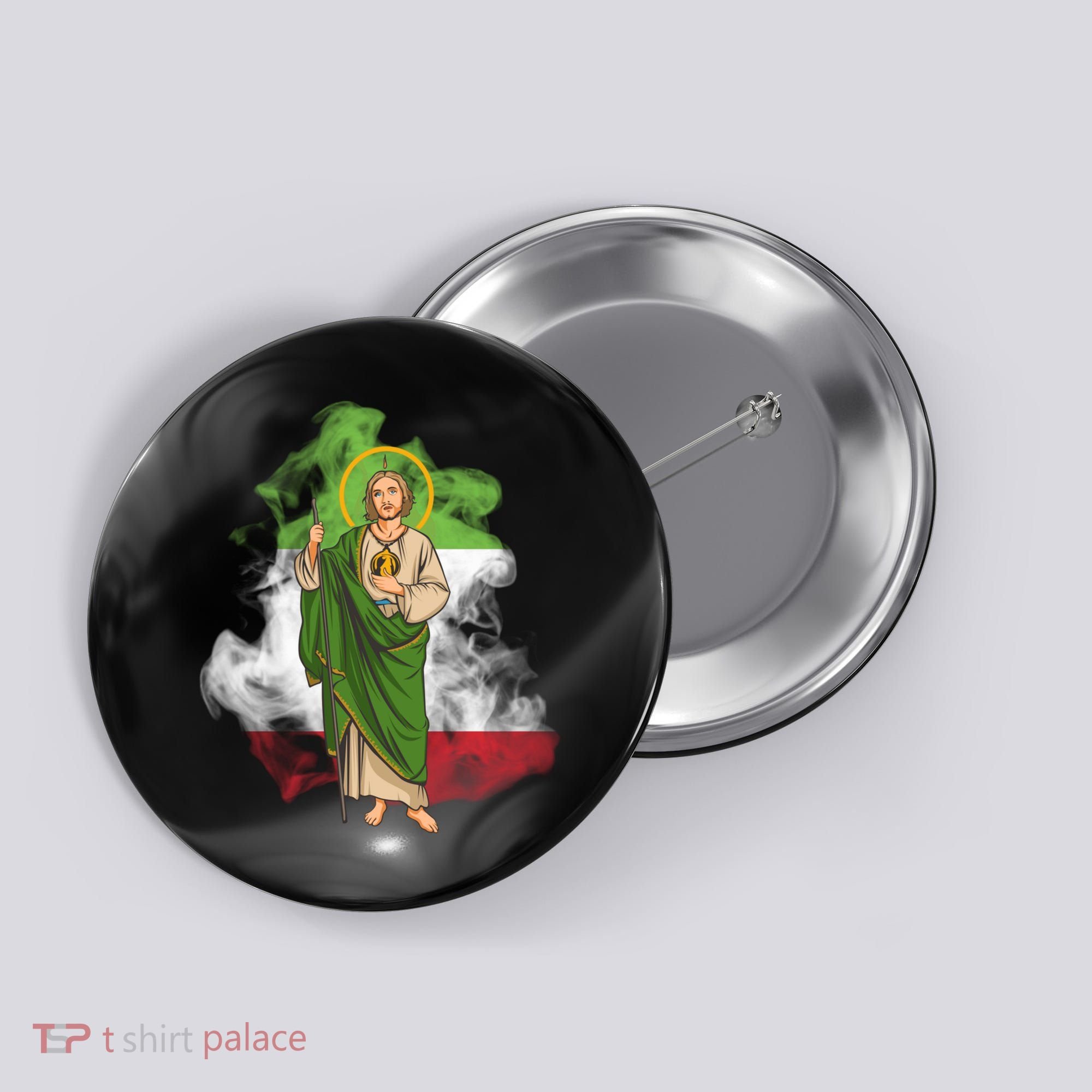 San Judas Tadeo con Bandera de México Button