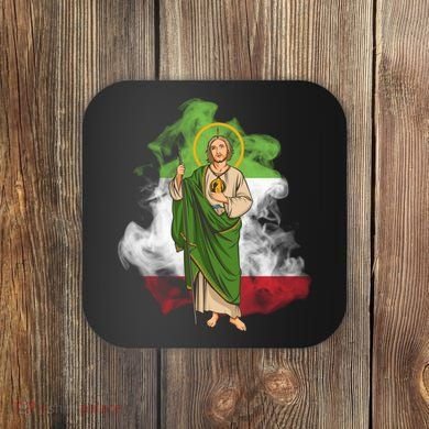 San Judas Tadeo con Bandera de México Coaster