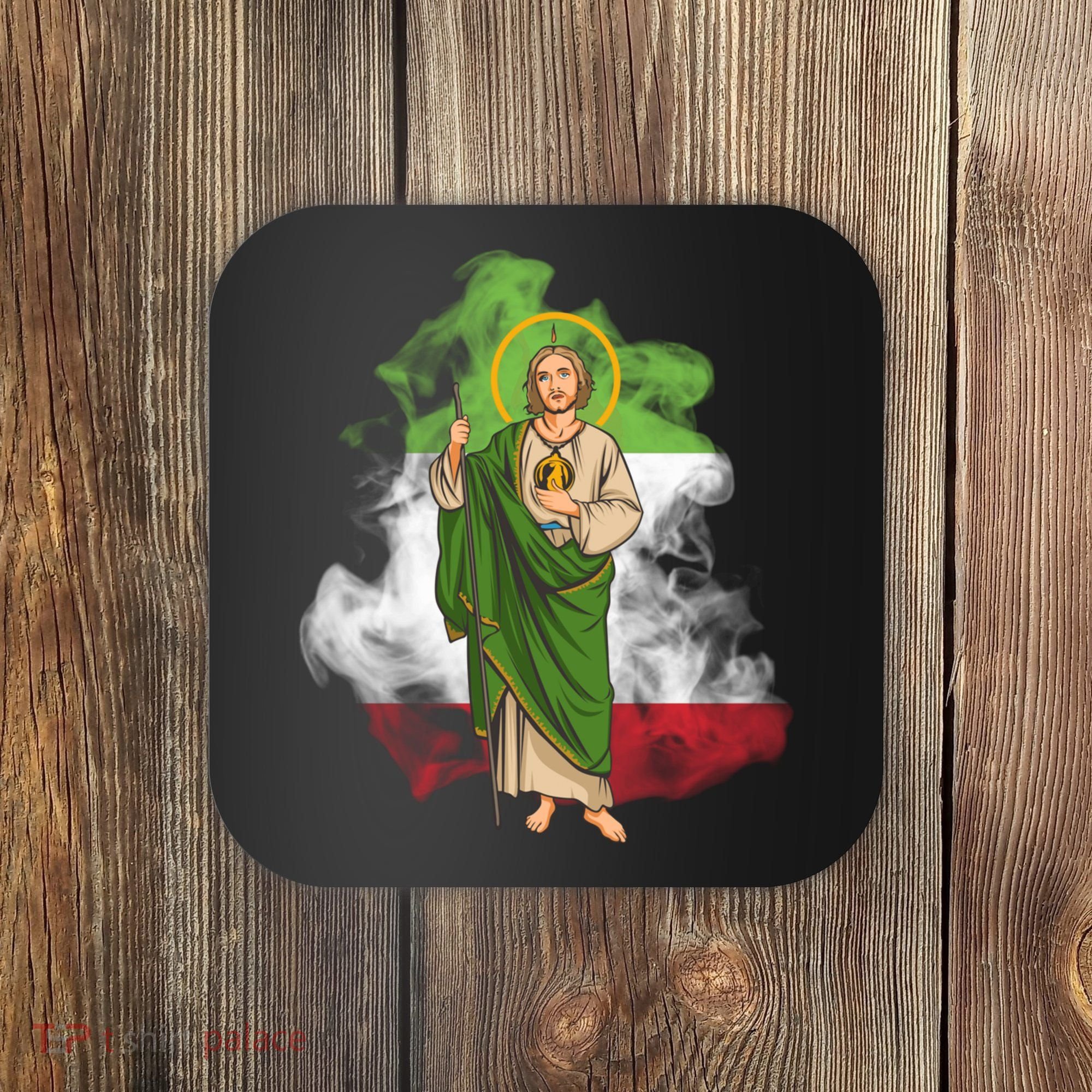 San Judas Tadeo con Bandera de México Coaster