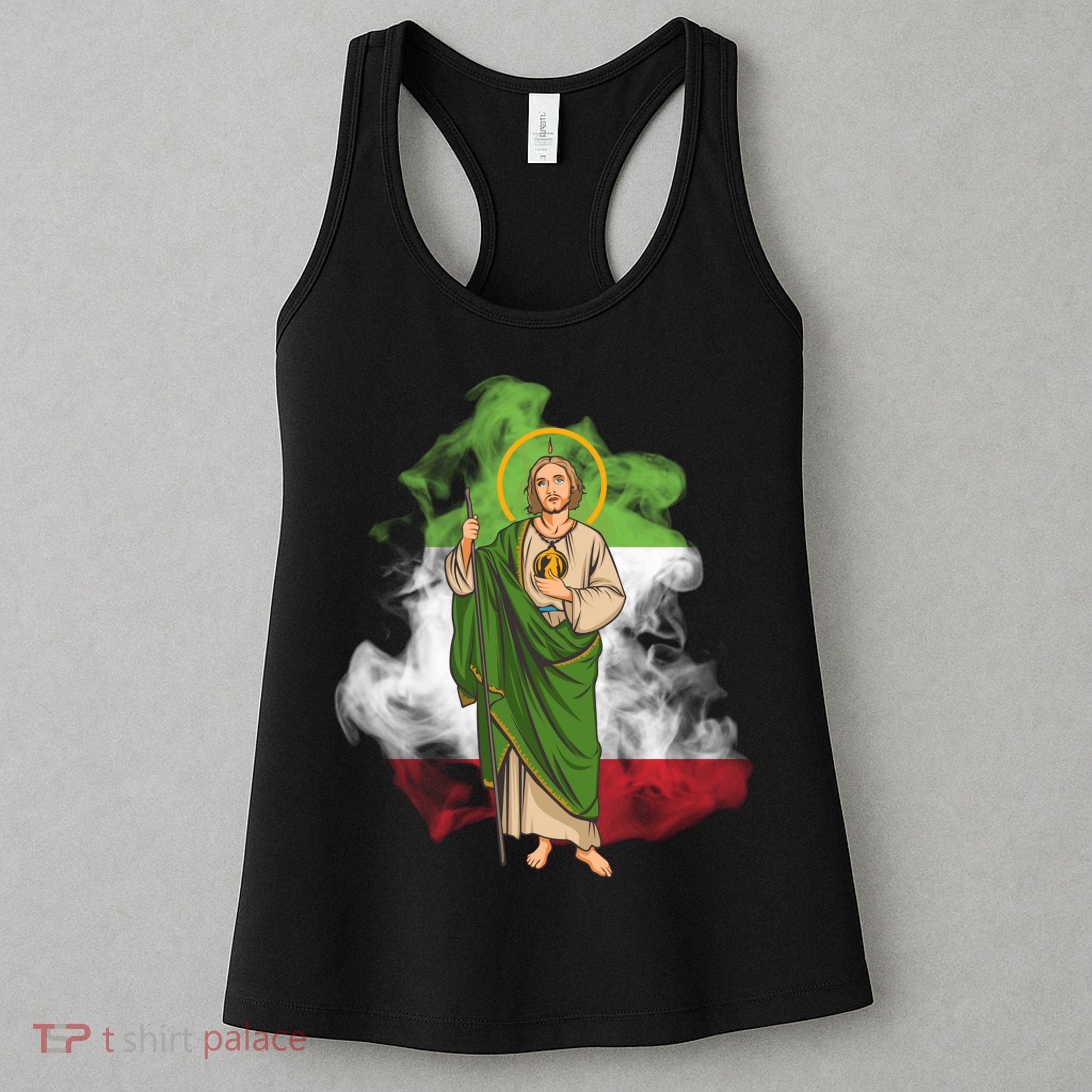 San Judas Tadeo con Bandera de México Women's Tank Top