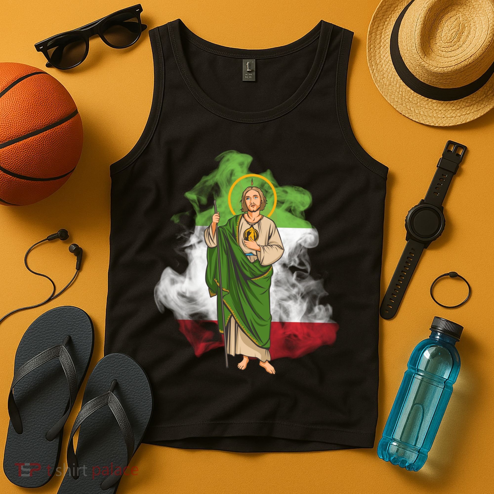 San Judas Tadeo con Bandera de México Tank Top