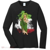 San Judas Tadeo con Bandera de México Women's Long Sleeve Shirt thumb 0