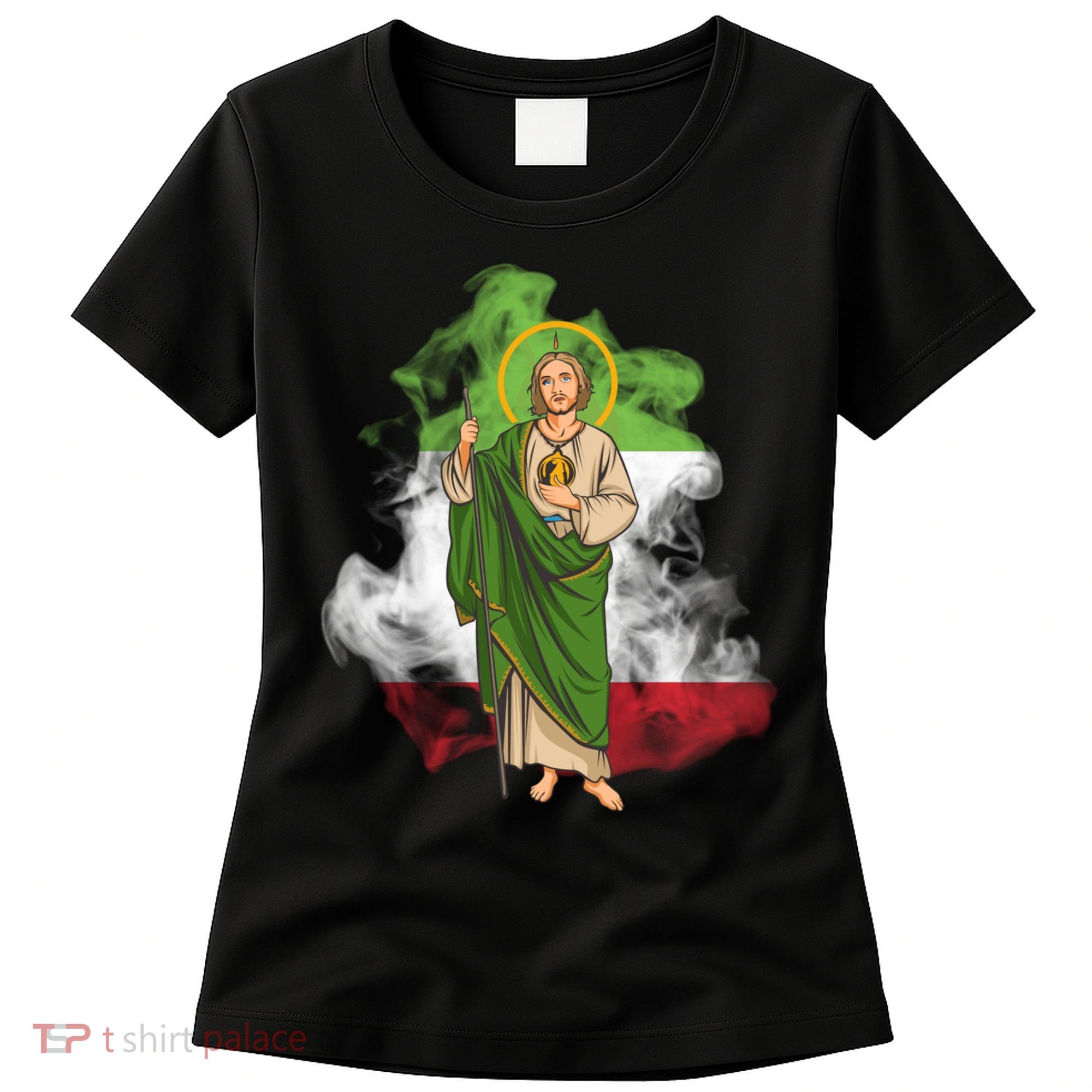 San Judas Tadeo con Bandera de México Women's T-Shirt