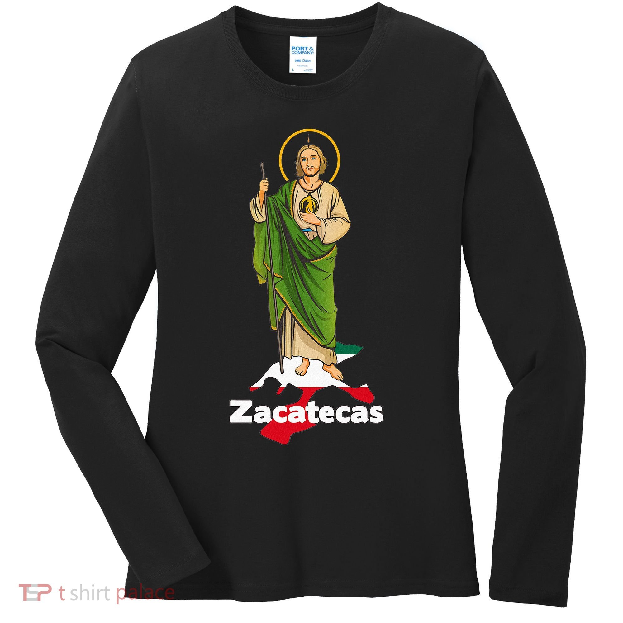 San Judas Tadeo with Zacatecas Mexico Women's Long Sleeve Shirt