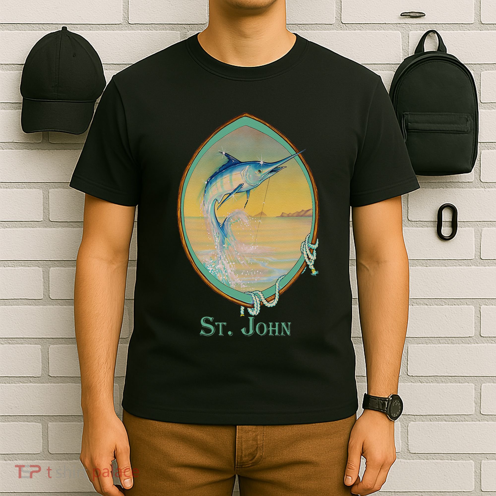 St. John USVI Vintage Retro Fishing Vacation T-Shirt