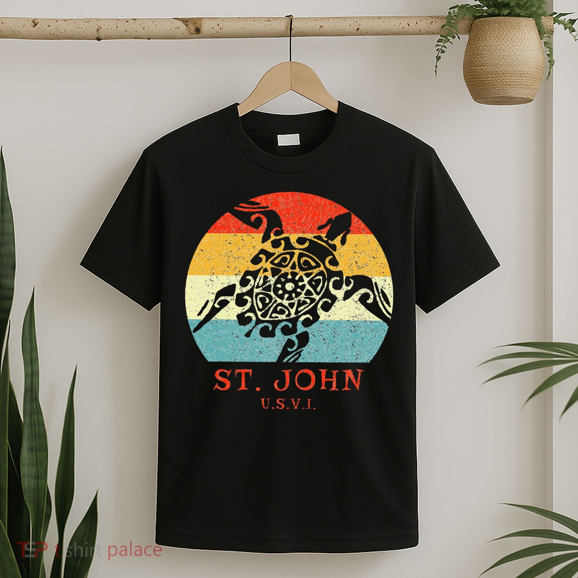 St. John Usvi Vintage Retro Tribal Turtle Vacation T-Shirt