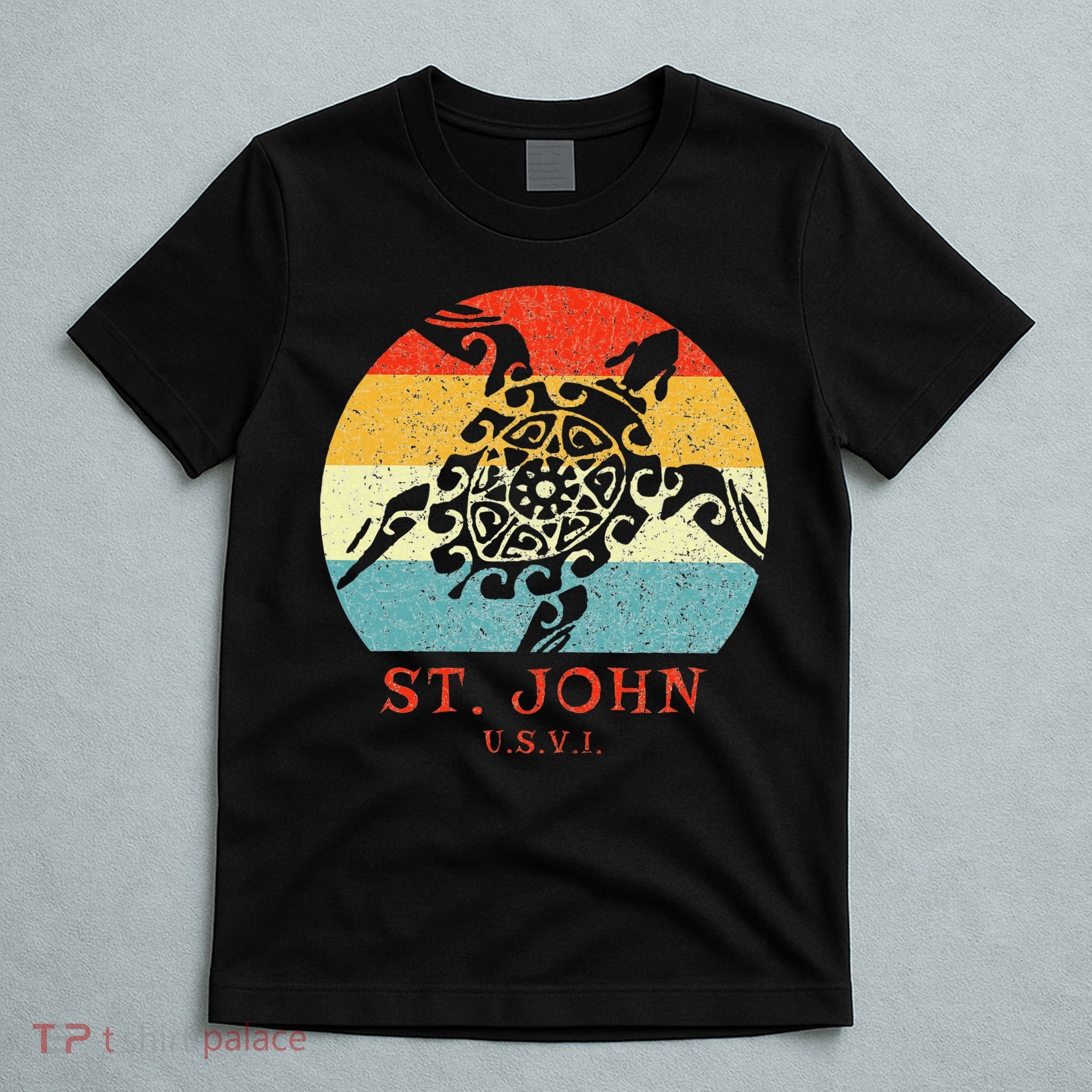 St. John Usvi Vintage Retro Tribal Turtle Vacation T-Shirt