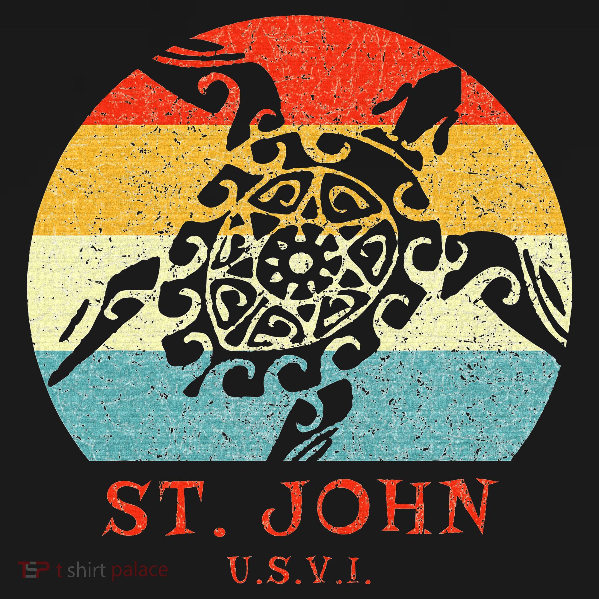 St. John Usvi Vintage Retro Tribal Turtle Vacation T-Shirt