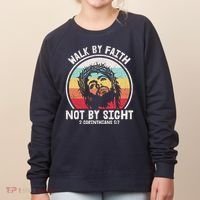 Sunset Jesus Walk By Faith Women's Sweatshirt thumb 0