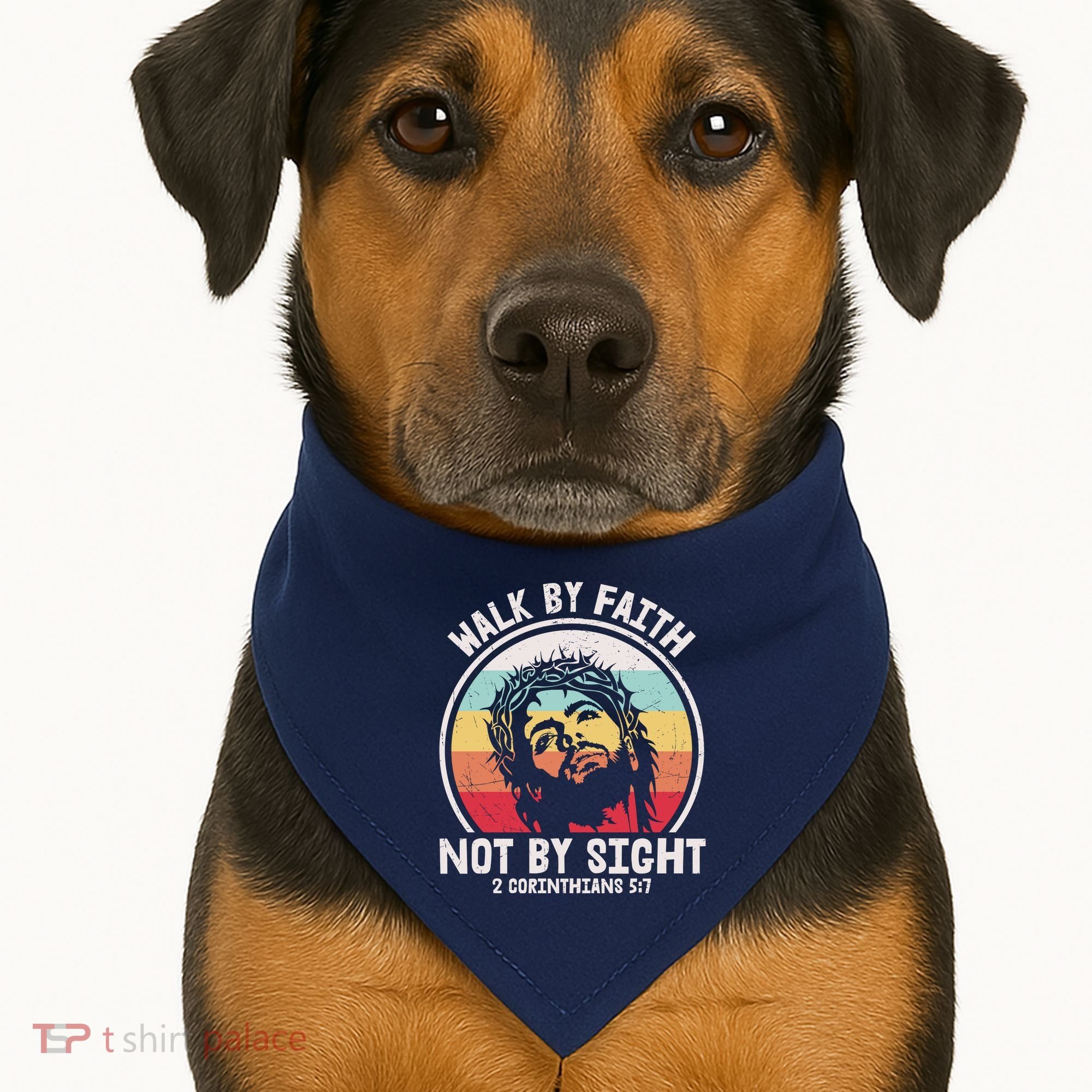 Sunset Jesus Walk By Faith USA-Made Doggie Bandana