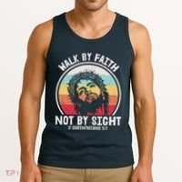 Sunset Jesus Walk By Faith Tank Top thumb 3