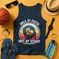 Sunset Jesus Walk By Faith Tank Top thumb 4