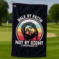 Sunset Jesus Walk By Faith Golf Towel thumb 1