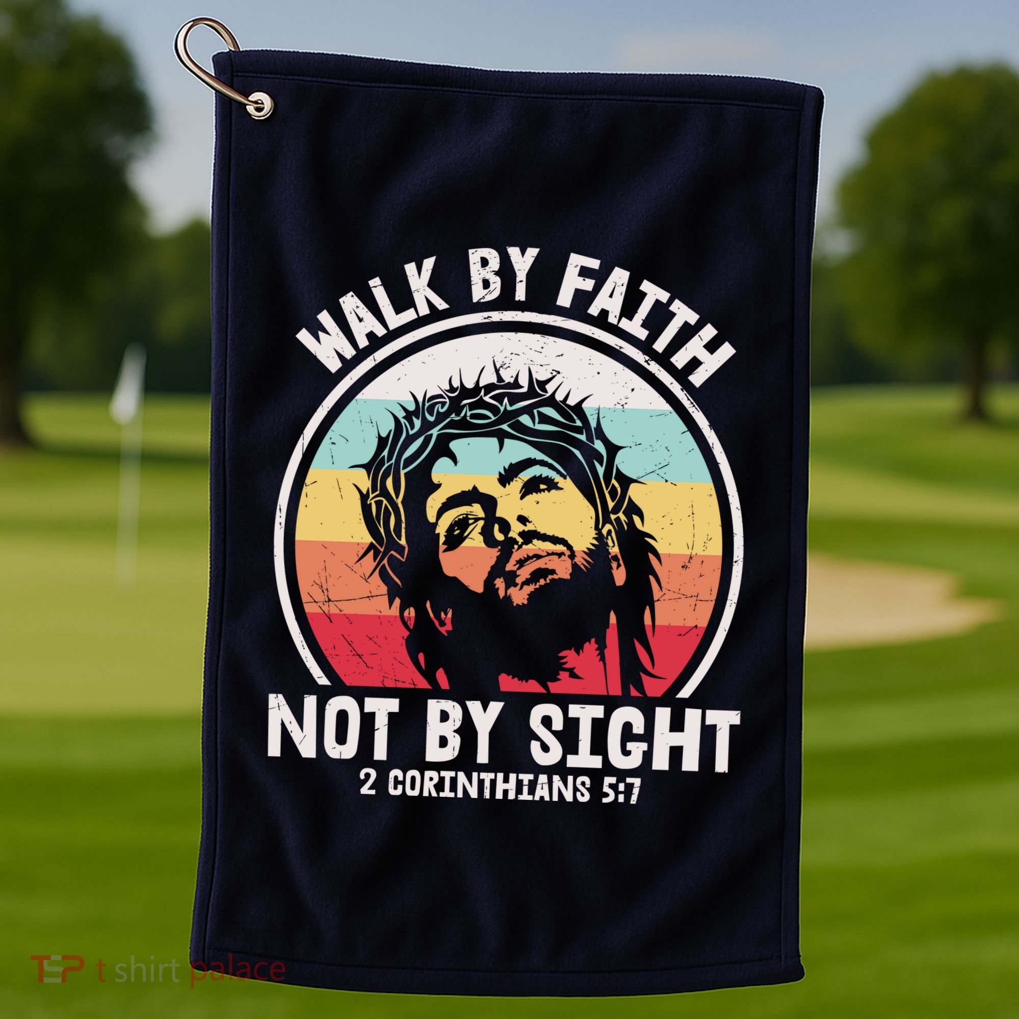 Sunset Jesus Walk By Faith Golf Towel