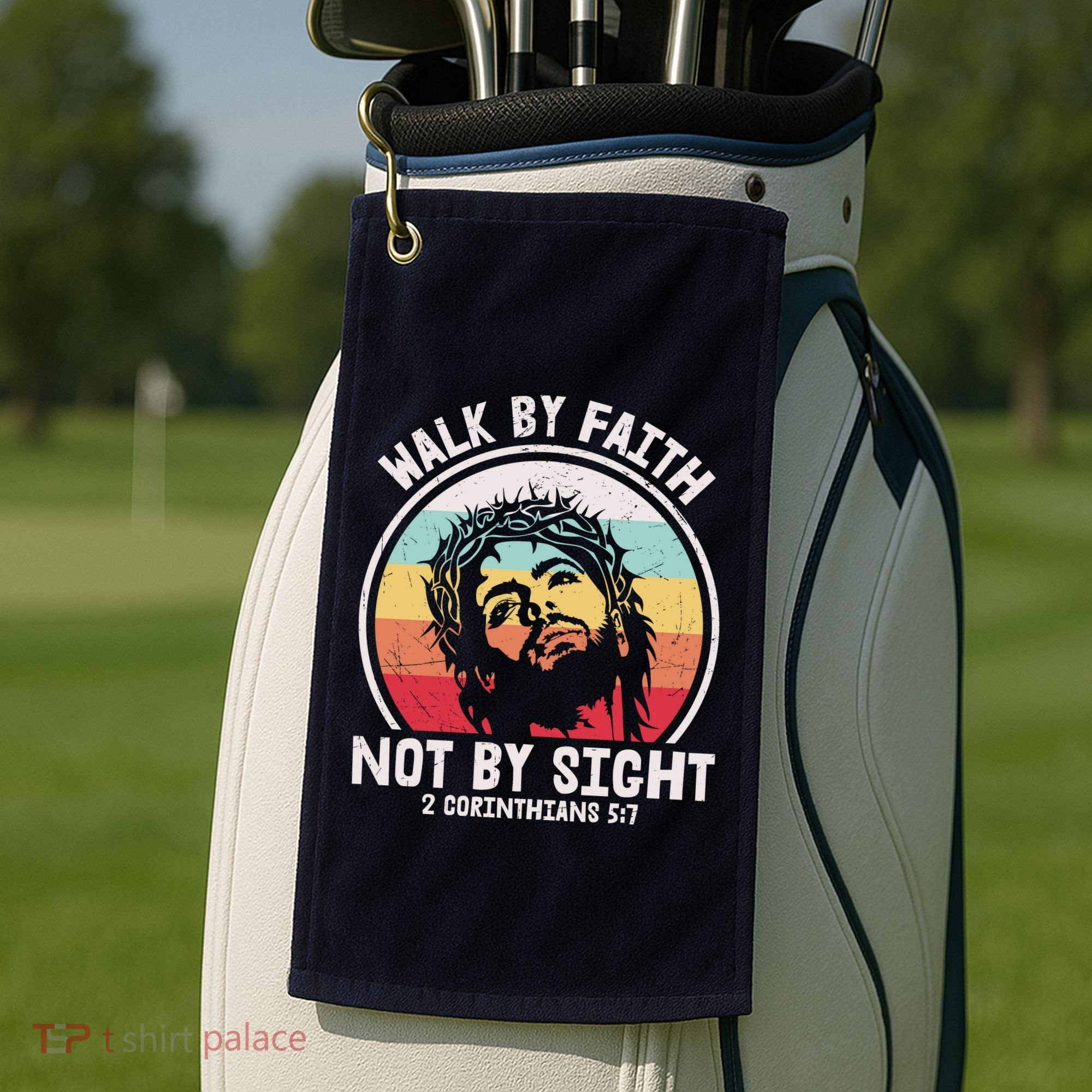Sunset Jesus Walk By Faith Golf Towel