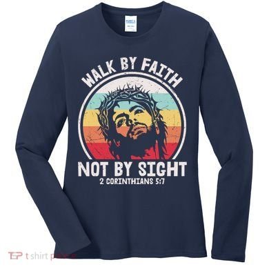 Sunset Jesus Walk By Faith Women's Long Sleeve Shirt