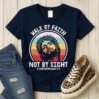 Sunset Jesus Walk By Faith Women's T-Shirt thumb 3
