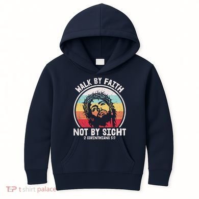 Sunset Jesus Walk By Faith Kids Hoodie